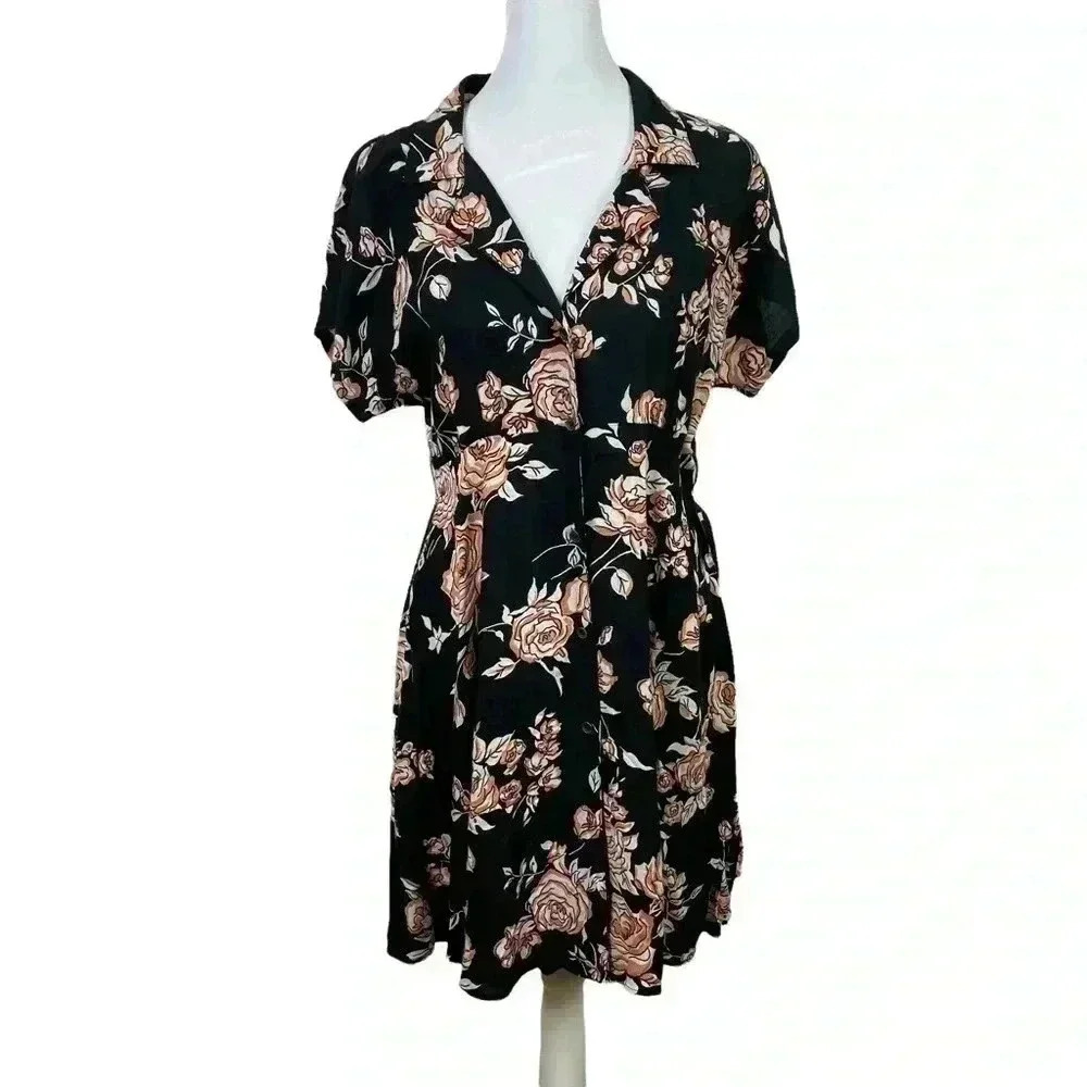 Angie Floral Print Button Down Mini Dress Size Medium NWT